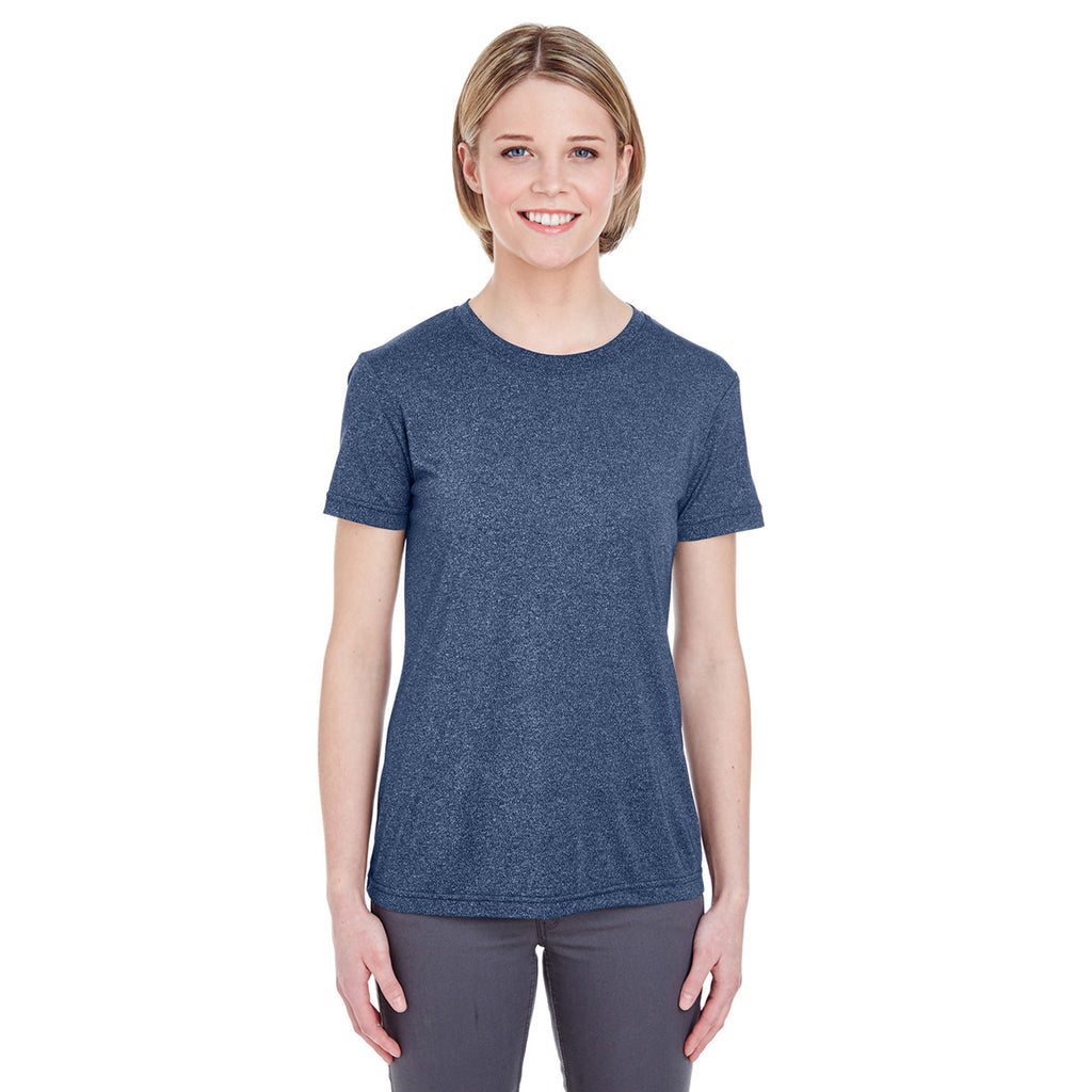 UltraClub Women's Navy Heather Cool & Dry Heathered Performance T-Shirt