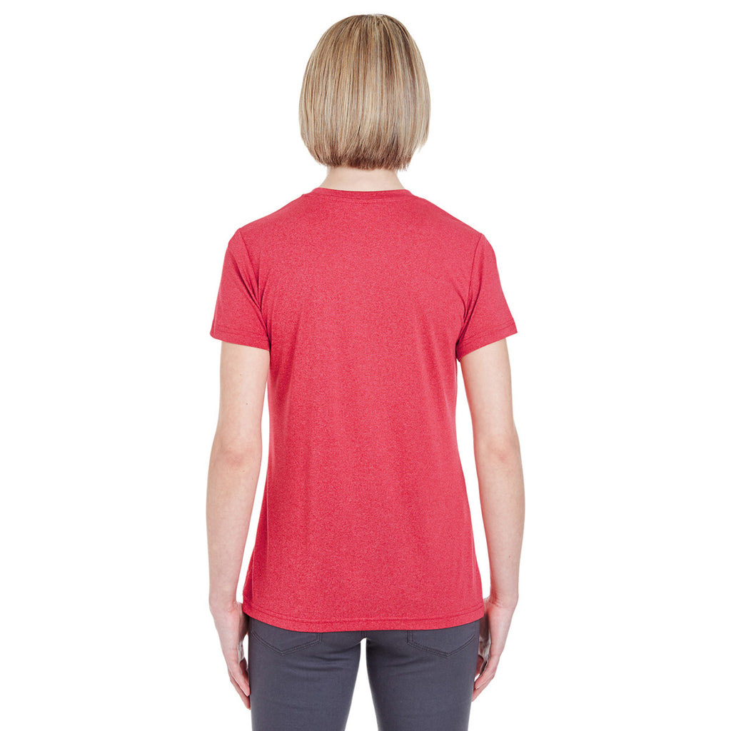 UltraClub Women's Red Heather Cool & Dry Heathered Performance T-Shirt