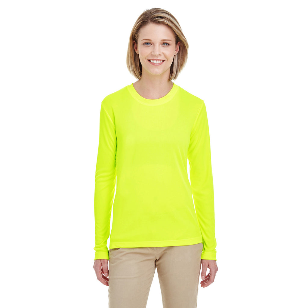 UltraClub Women's Bright Yellow Cool & Dry Performance Long-Sleeve Top