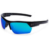 Under Armour Shiny Black UA Igniter 2.0 Storm Polarized With Blue Mirror Lens