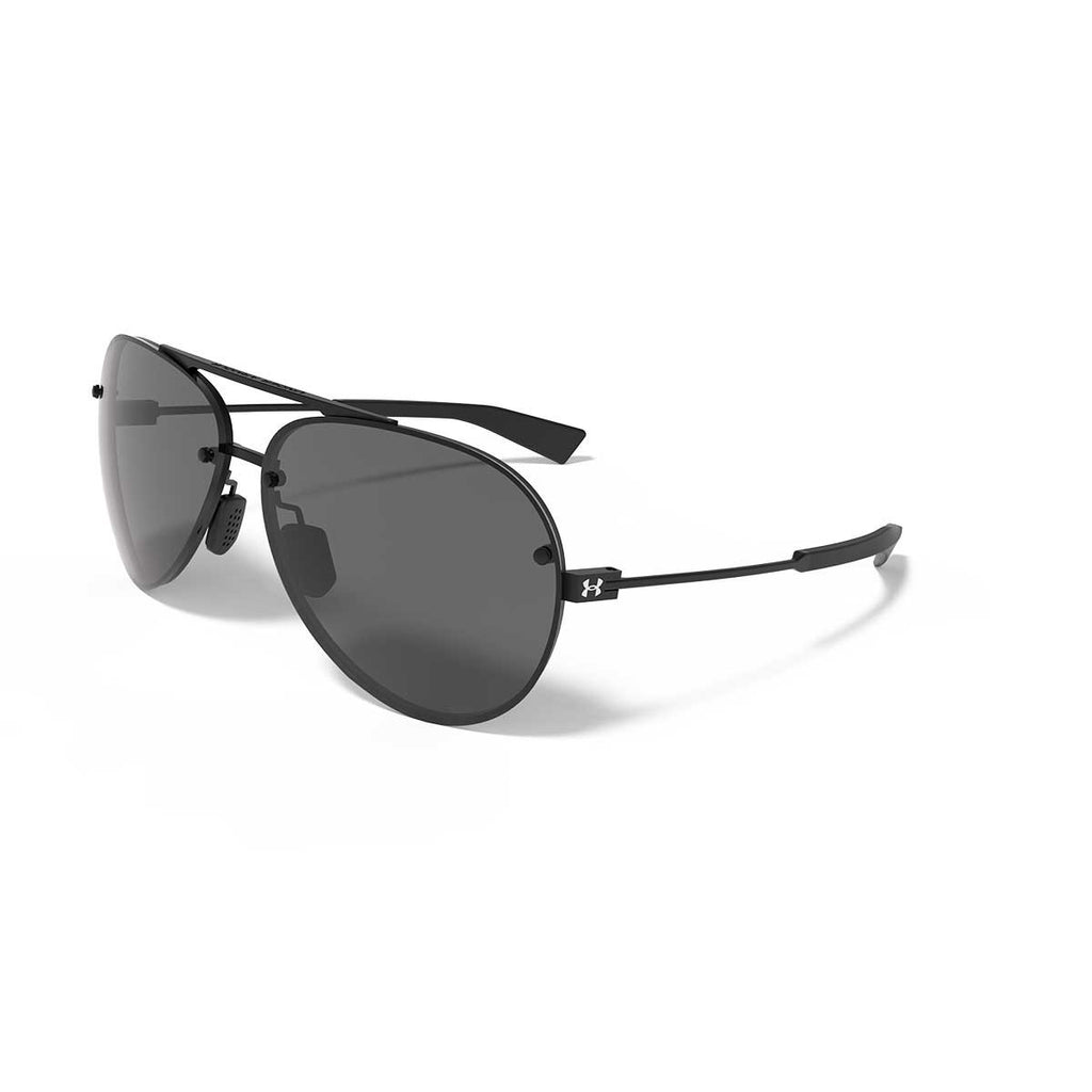 Under Armour Satin Black UA Doubledown Storm Polarized With Grey Lens