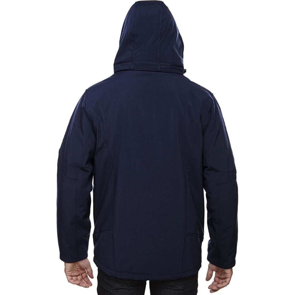 North End Men's Classic Navy Glacier Insulated Three-Layer Jacket with Detachable Hood