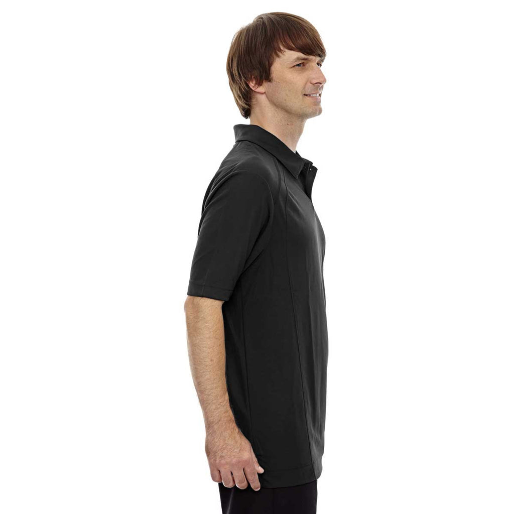 North End Men's Black Recycled Polyester Performance Pique Polo