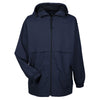 UltraClub Men's Navy Microfiber Full-Zip Hooded Jacket