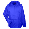 UltraClub Men's Royal Quarter-Zip Hooded Pullover Pack-Away Jacket