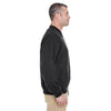 UltraClub Men's Black/Black Long-Sleeve Microfiber Crossover V-Neck Windshirt