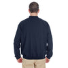 UltraClub Men's Navy/Navy Long-Sleeve Microfiber Crossover V-Neck Windshirt