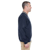 UltraClub Men's Navy/Tan Long-Sleeve Microfiber Crossover V-Neck Windshirt