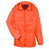 UltraClub Men's Bright Orange Full-Zip Hooded Pack-Away Jacket