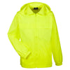 UltraClub Men's Bright Yellow Full-Zip Hooded Pack-Away Jacket