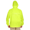 UltraClub Men's Bright Yellow Full-Zip Hooded Pack-Away Jacket