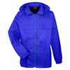 UltraClub Men's Royal Full-Zip Hooded Pack-Away Jacket