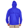 UltraClub Men's Royal Full-Zip Hooded Pack-Away Jacket