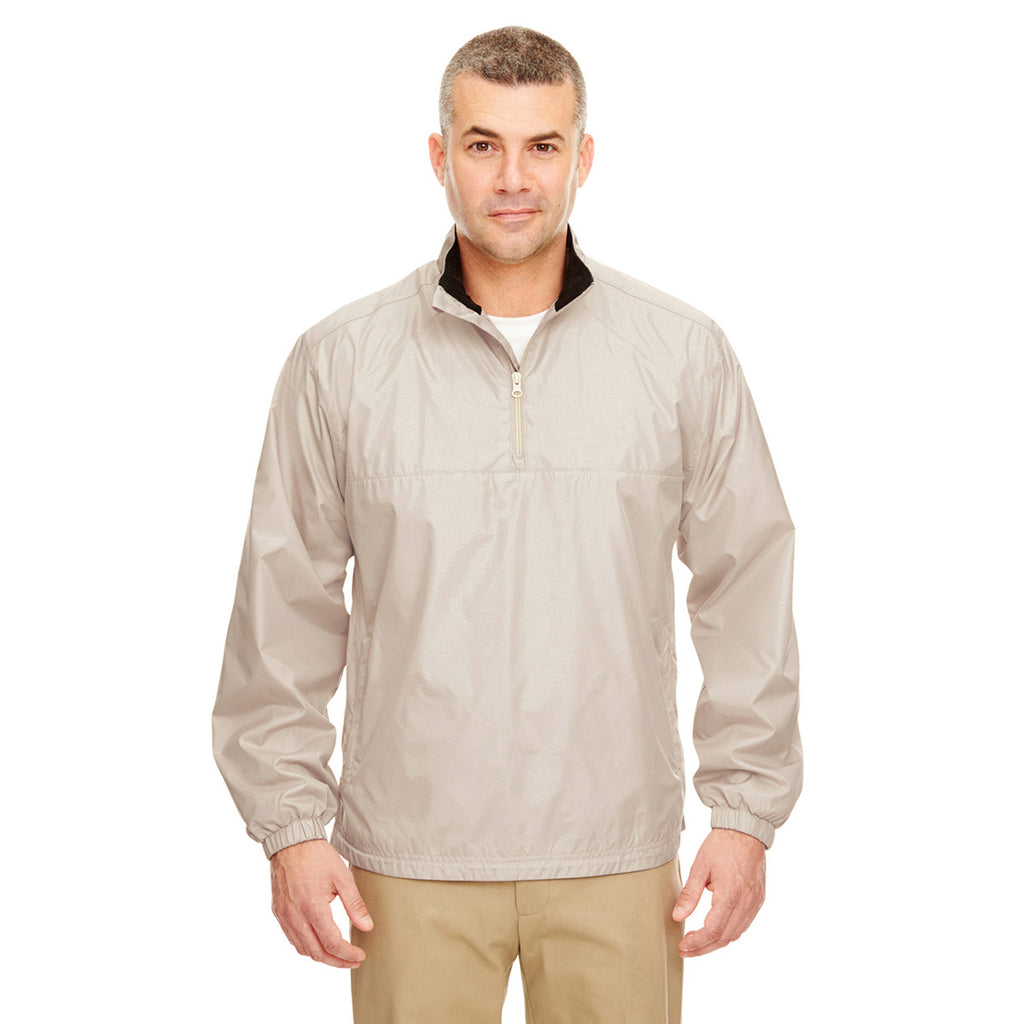 UltraClub Men's Sand Micro-Poly Quarter-Zip Windshirt