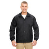 UltraClub Men's Black Nylon Coaches' Jacket