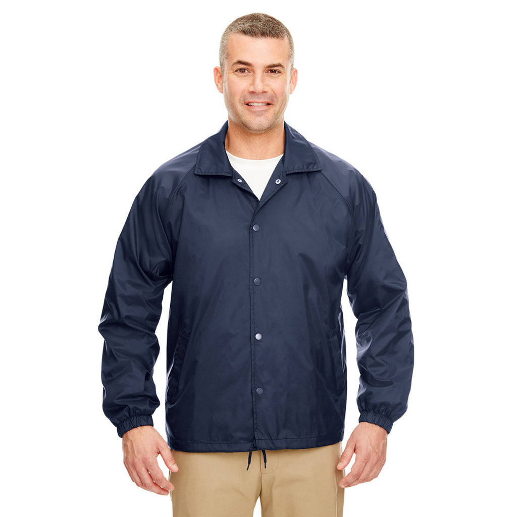 UltraClub Men's Navy Nylon Coaches' Jacket