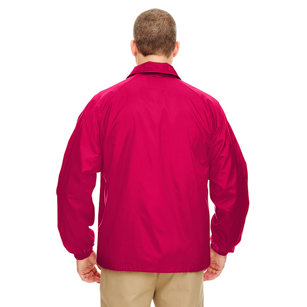 UltraClub Men's Red Nylon Coaches' Jacket