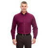 UltraClub Men's Burgundy Cypress Long-Sleeve Twill with Pocket