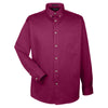 UltraClub Men's Red Cypress Long-Sleeve Twill with Pocket