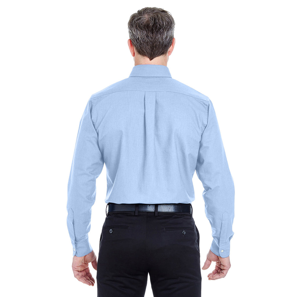 UltraClub Men's Light Blue Classic Wrinkle-Resistant Long-Sleeve Oxford