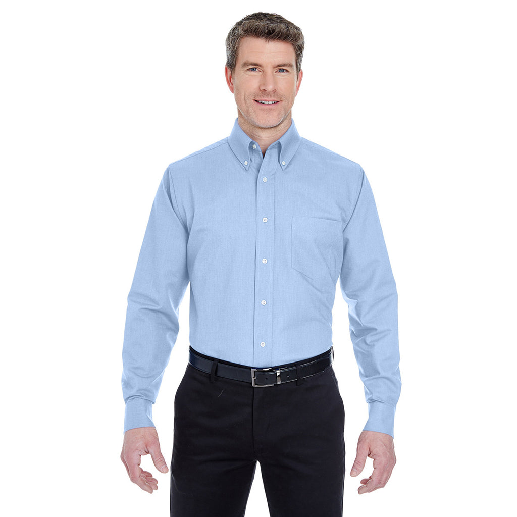 UltraClub Men's Light Blue Classic Wrinkle-Resistant Long-Sleeve Oxford