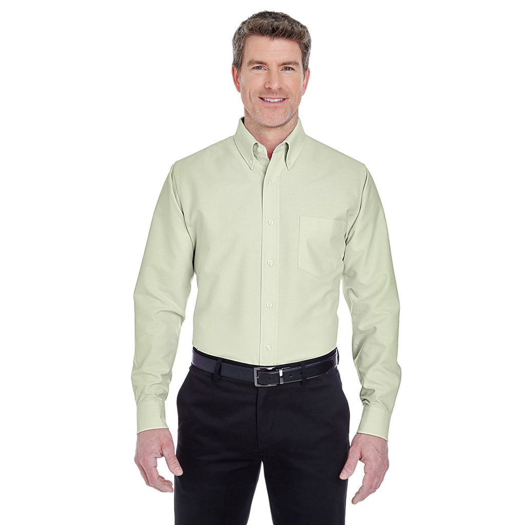 UltraClub Men's Lime Classic Wrinkle-Resistant Long-Sleeve Oxford