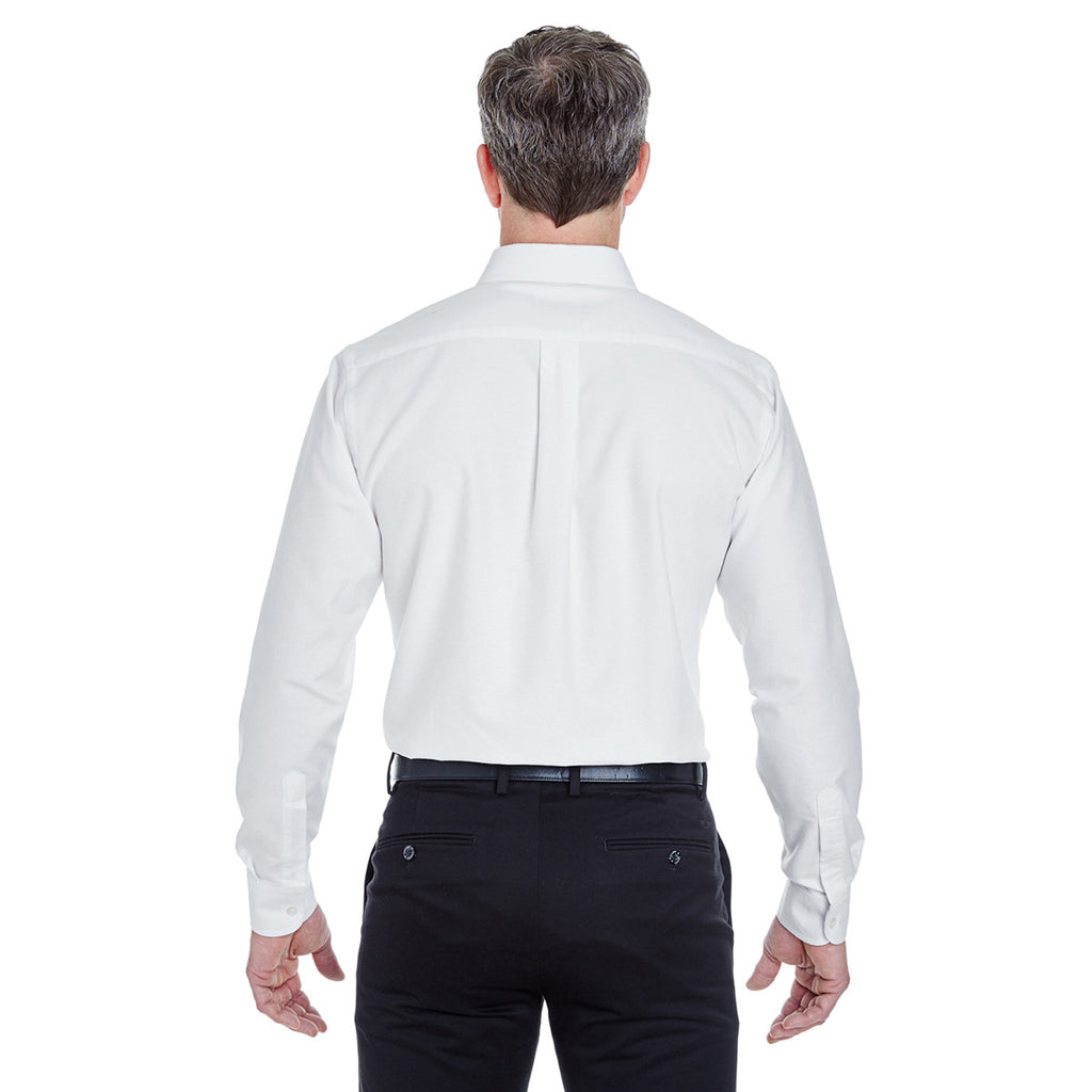 UltraClub Men's White Classic Wrinkle-Resistant Long-Sleeve Oxford