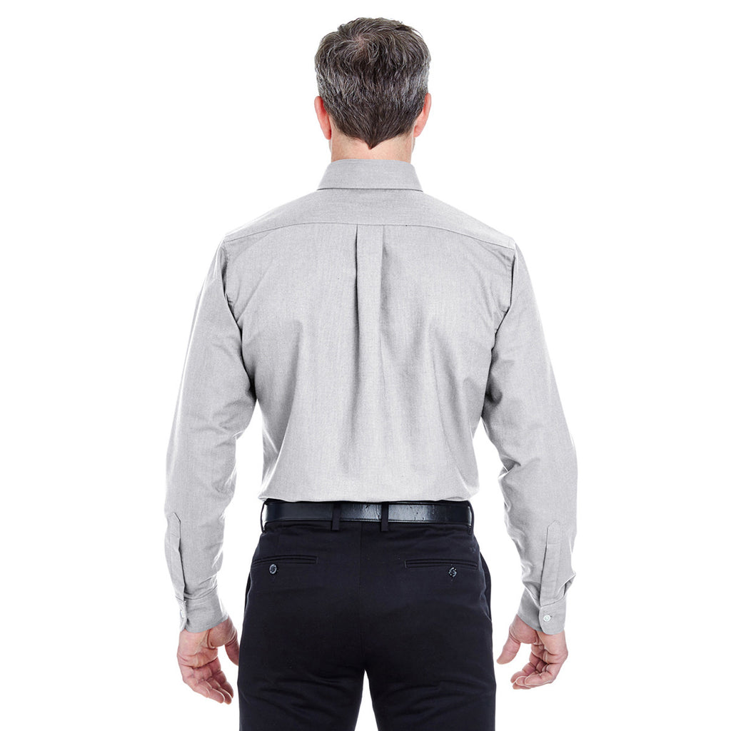 UltraClub Men's Charcoal Tall Classic Wrinkle-Resistant Long-Sleeve Oxford