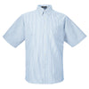 UltraClub Men's Blue/White Classic Wrinkle-Resistant Short-Sleeve Oxford