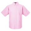 UltraClub Men's Pink Classic Wrinkle-Resistant Short-Sleeve Oxford