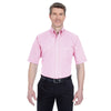 UltraClub Men's Pink Classic Wrinkle-Resistant Short-Sleeve Oxford