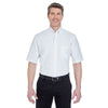 UltraClub Men's White Classic Wrinkle-Resistant Short-Sleeve Oxford