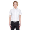 UltraClub Women's White Classic Wrinkle-Resistant Short-Sleeve Oxford