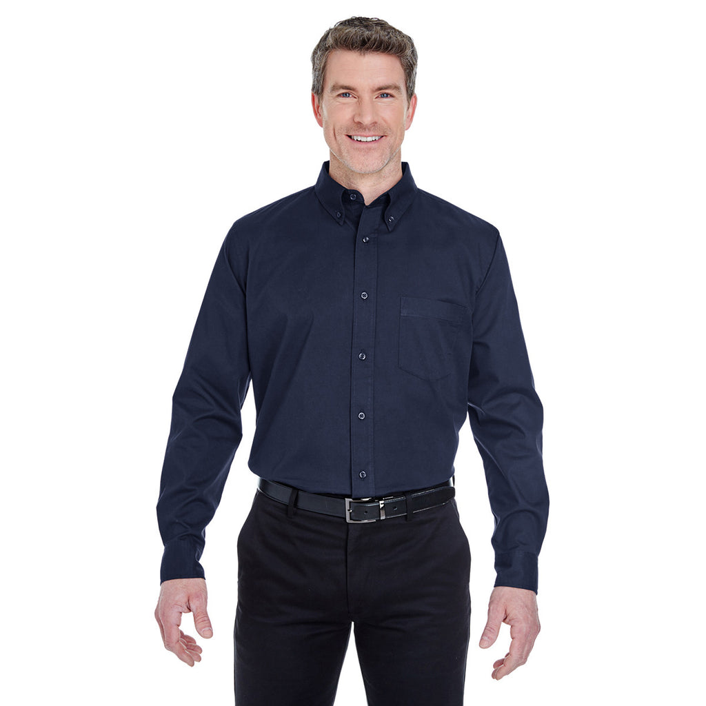 UltraClub Men's Navy Whisper Twill