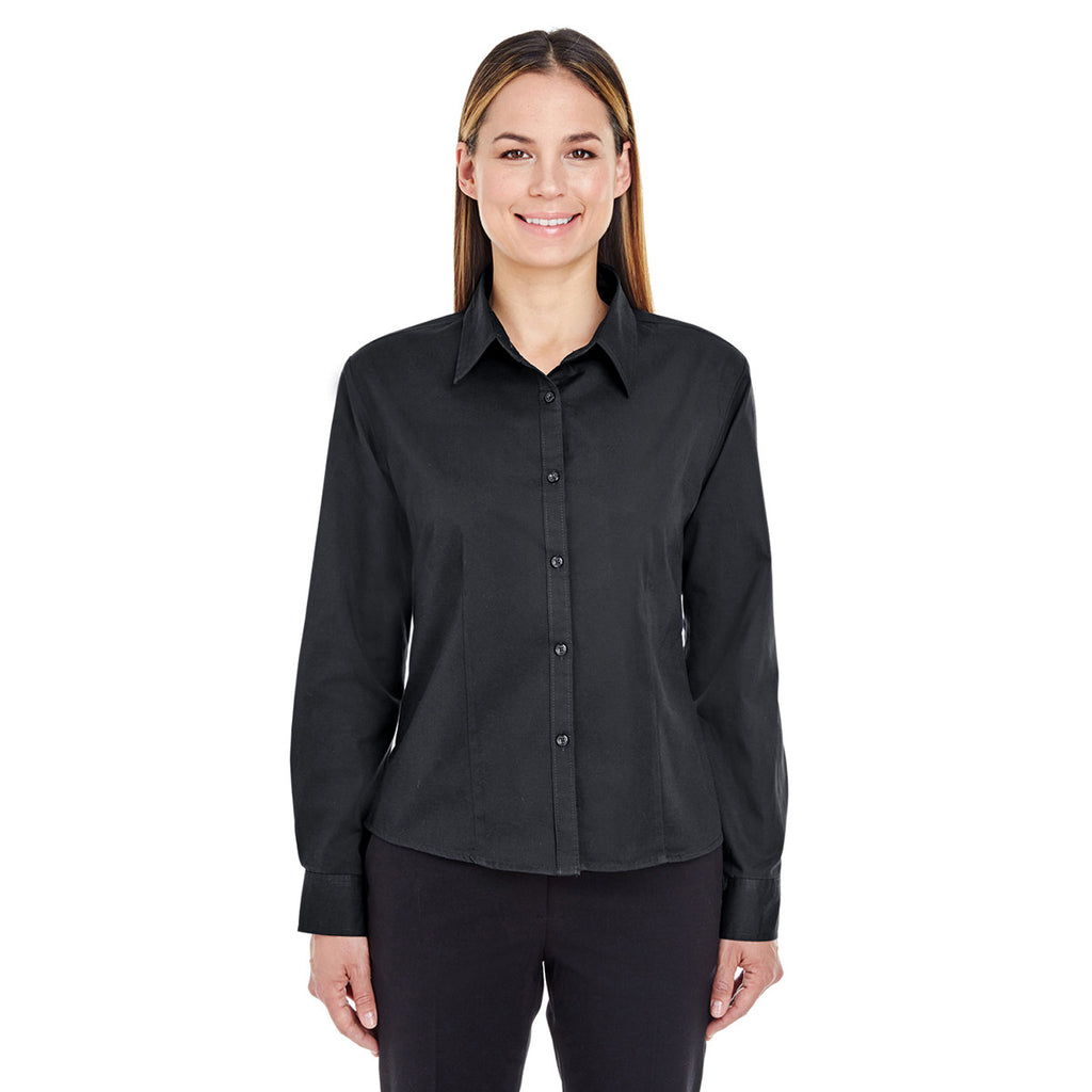 UltraClub Women's Black Whisper Twill