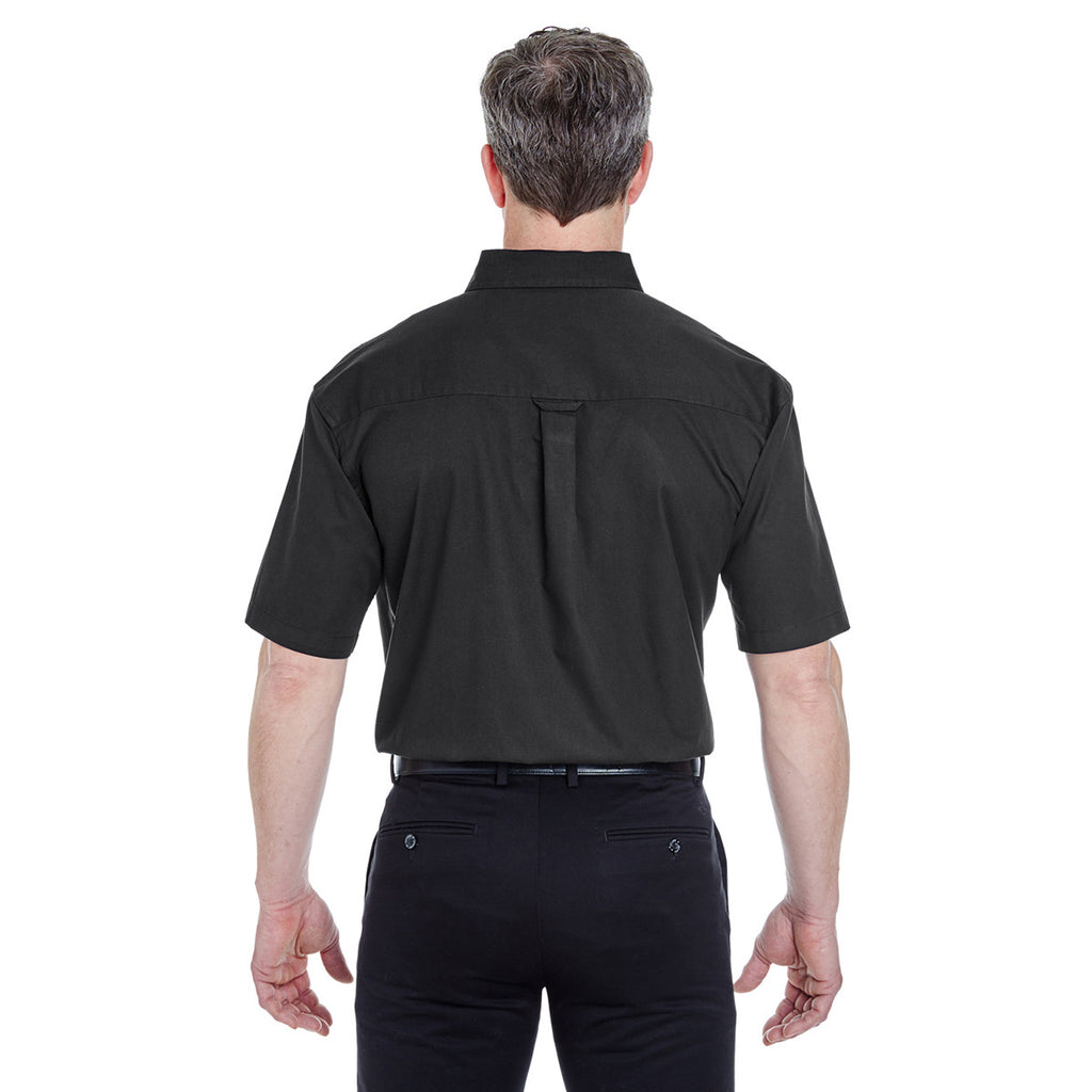 UltraClub Men's Black Short-Sleeve Whisper Twill