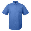 UltraClub Men's French Blue Short-Sleeve Whisper Twill