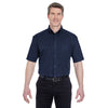 UltraClub Men's Navy Short-Sleeve Whisper Twill