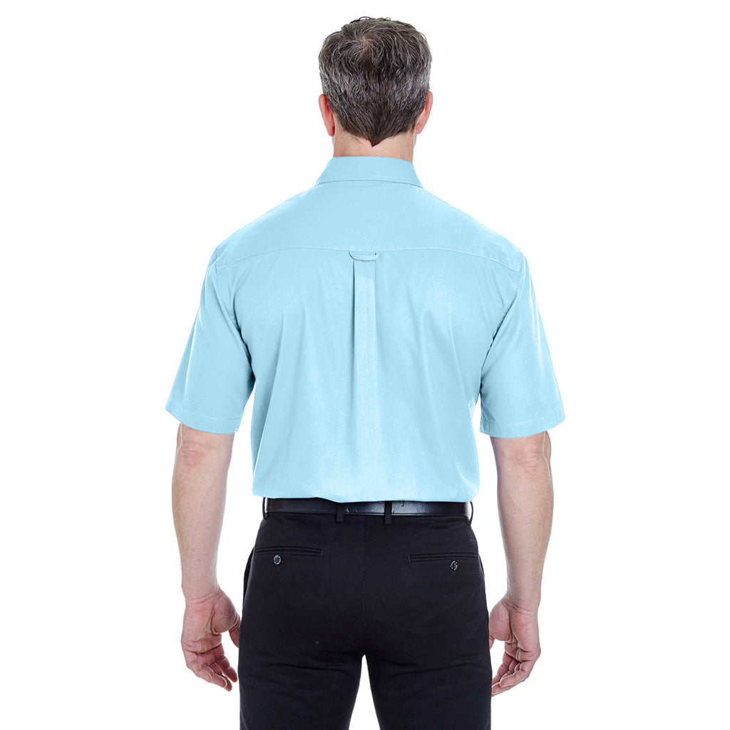 UltraClub Men's Sky Blue Short-Sleeve Whisper Twill