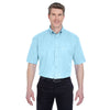 UltraClub Men's Sky Blue Short-Sleeve Whisper Twill