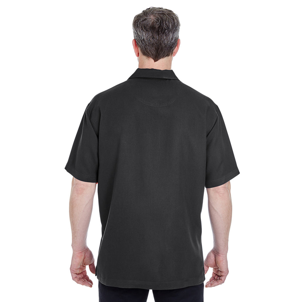 UltraClub Men's Black Cabana Breeze Camp Shirt