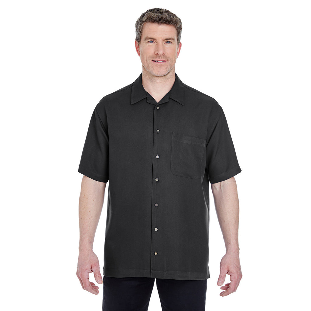 UltraClub Men's Black Cabana Breeze Camp Shirt