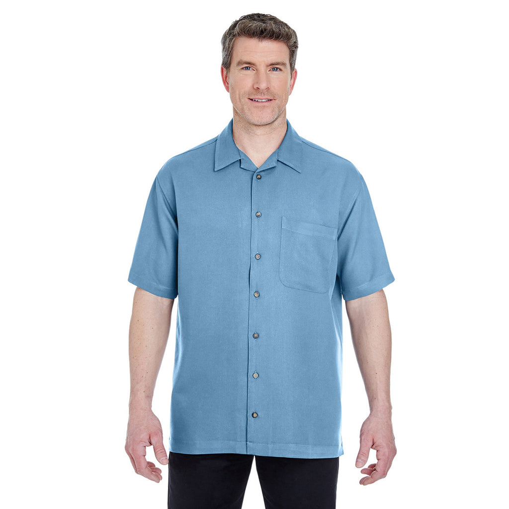 UltraClub Men's Island Blue Cabana Breeze Camp Shirt