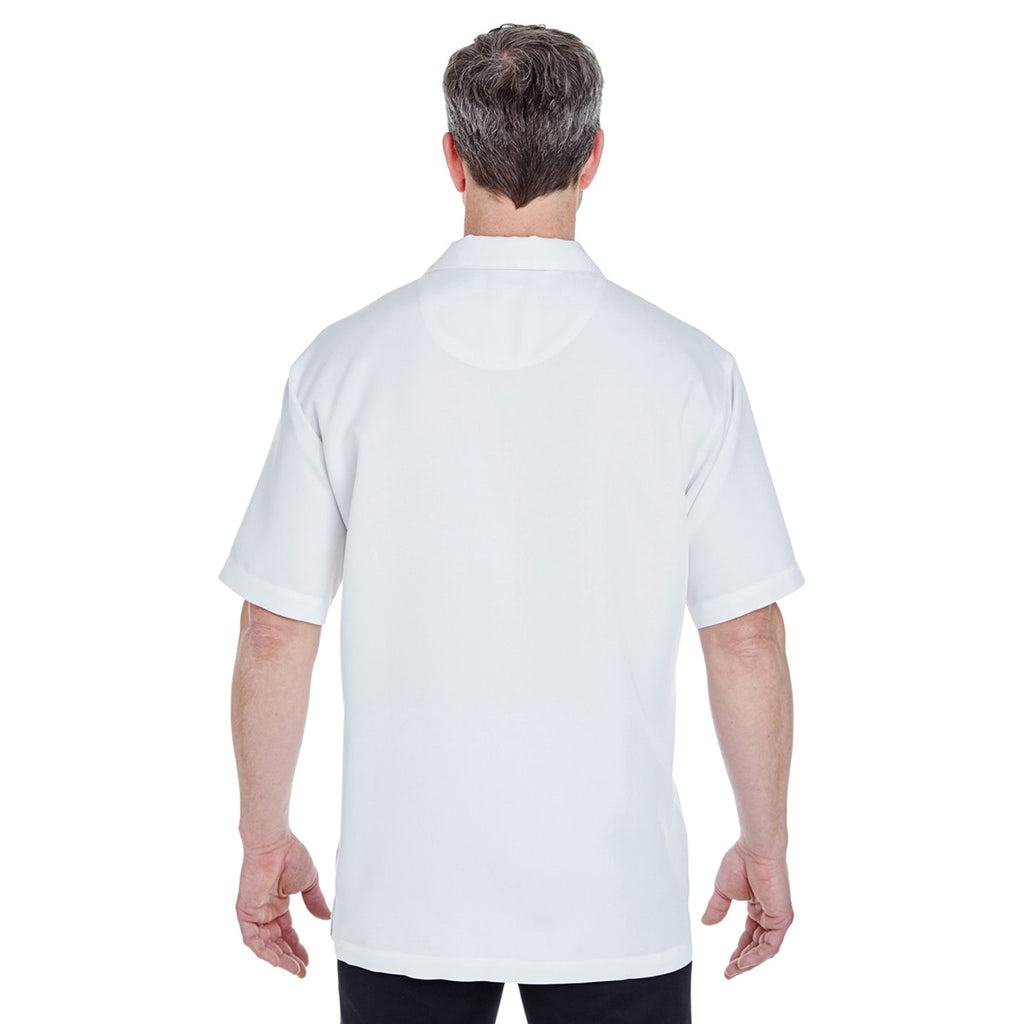 UltraClub Men's White Cabana Breeze Camp Shirt