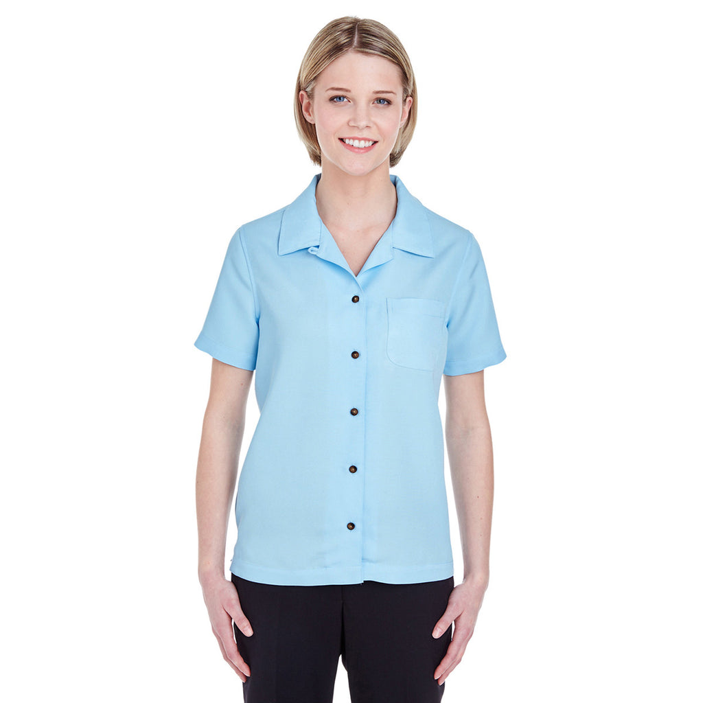 UltraClub Women's Island Blue Cabana Breeze Camp Shirt