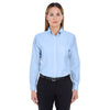 UltraClub Women's Light Blue Classic Wrinkle-Resistant Long-Sleeve Oxford