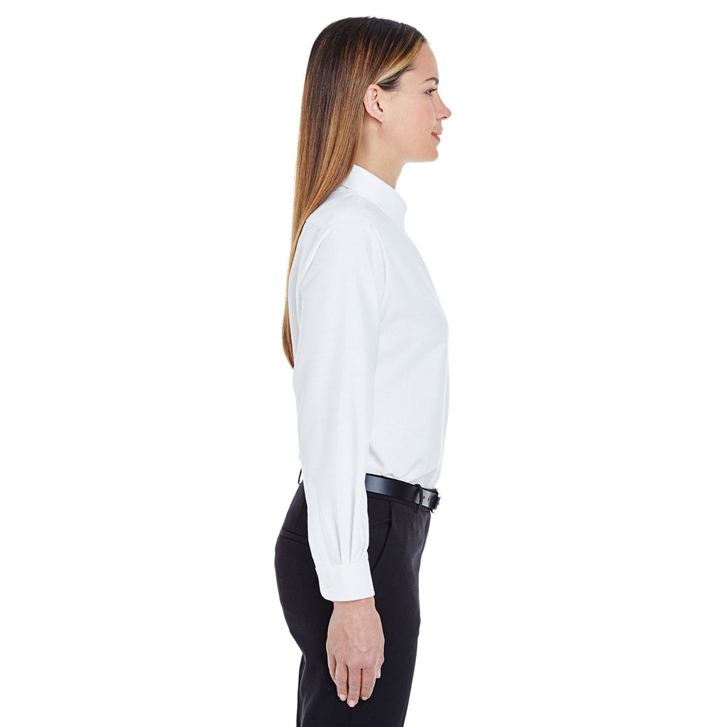 UltraClub Women's White Classic Wrinkle-Resistant Long-Sleeve Oxford