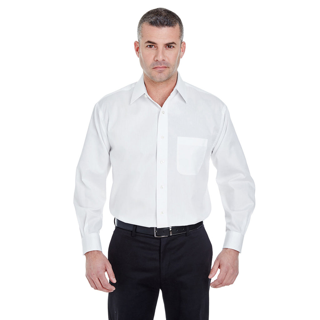 UltraClub Men's White Whisper Elite Twill