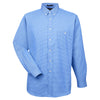 UltraClub Men's French Blue Yarn-Dyed Micro-Check Woven