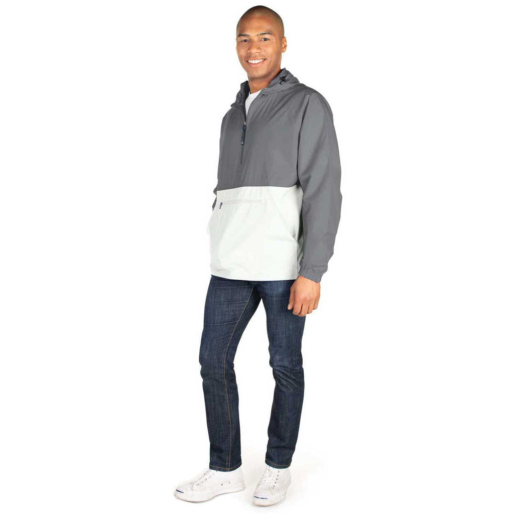 Charles River Unisex Grey/White Color Blocked Pack-N-Go Pullover